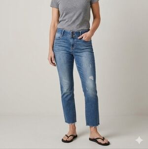 APT.9 STRAIGHT STRETCH Skinny HIGH-WAISTED wide WAISTBAND ankle jeans SIZE 10